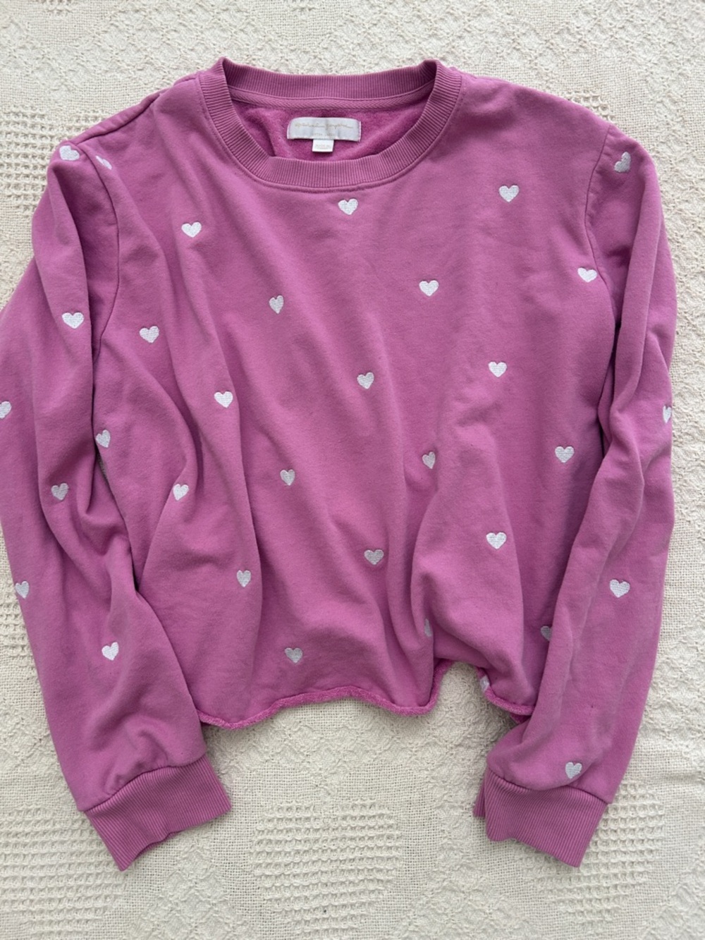 Spiritual Gangster Embroidered Hearts Crewneck Sweatshirt